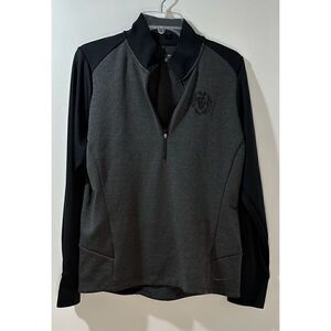 Nike Golf Dri fit mens gray black sweatshirt lion head logo 1/4 zip XL. #27-0689
